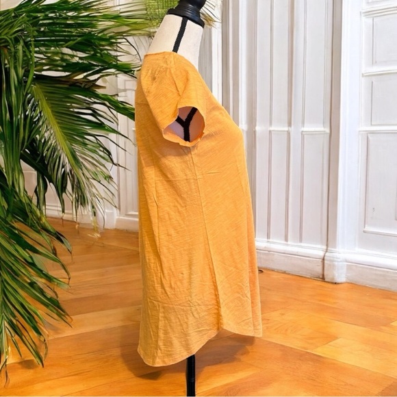 Mododoc Mustard Yellow/Orange V-Neck Short Sleeve Longline Tee – Size S - Picture 2 of 11